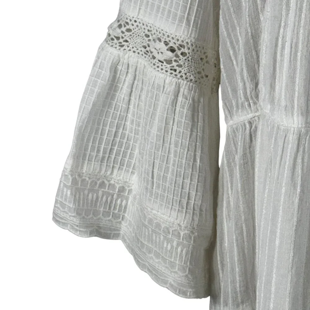 Like new! DOTTI White Cotton Boho Shabby Chic Swim Coverup Size Medium - Picture 9 of 13